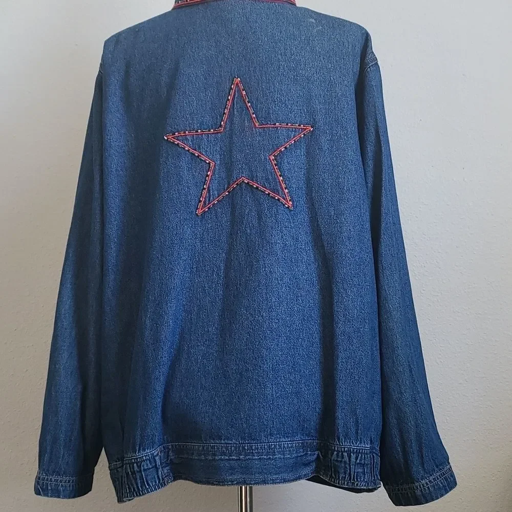 PLUS SIZE SAG HARBOR  WOMAN'S DENIM JACKET - Picture 2 of 13